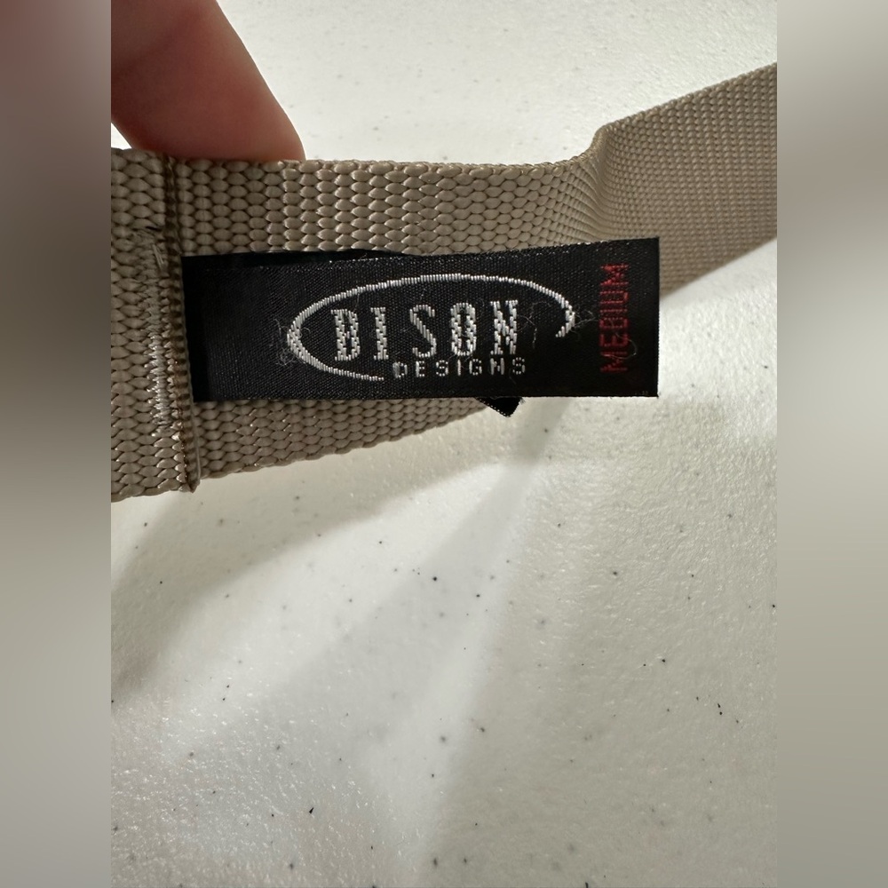Bison Beige nylon Belt with Silver Buckle - Picture 4 of 9